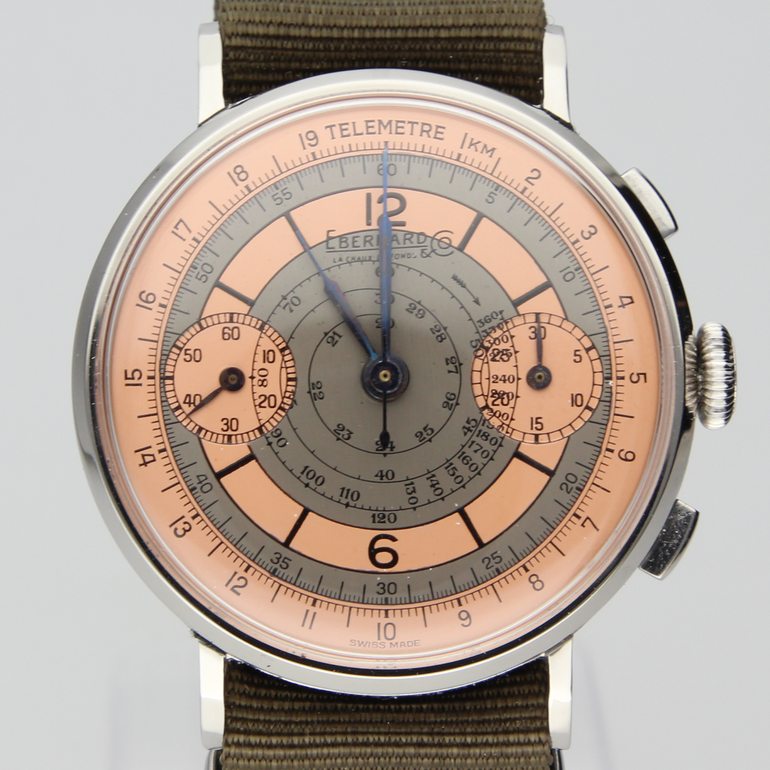 Eberhard Co. Extra Fort Salmon Telemetre Dial RARE